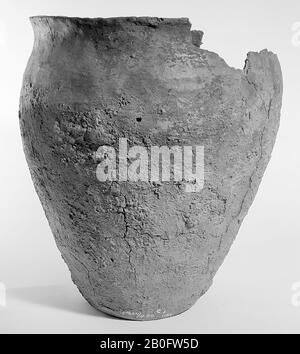 Germanic urn of earthenware with serrated edge. Large part of the edge Stock Photo