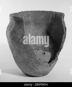 Germanic urn of earthenware with serrated edge. Large part of the edge Stock Photo