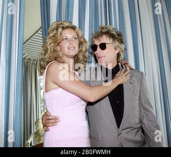 Rachel Hunter and husband Rod Stewart at the Cannes Film Festival, France May 1995 Stock Photo