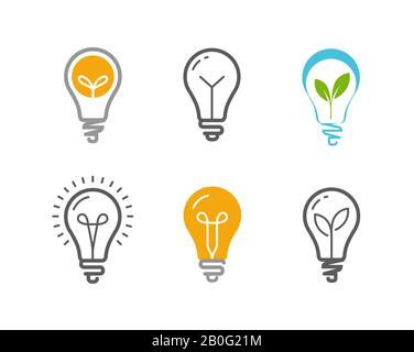 Light bulb icon set. Technology, idea symbol or logo. Vector illustration Stock Vector