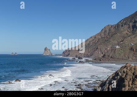 The coastline near Taganana on the volcanic island of Tenerife, the largest of Spain’s Canary Islands, off West Africa. Stock Photo