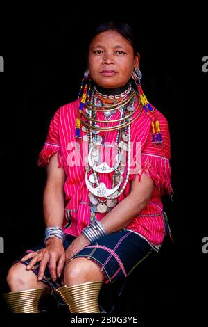 A Portrait Of A Woman From The Kayaw Ethnic Group, Htay Kho Village, Loikaw, Myanmar. Stock Photo