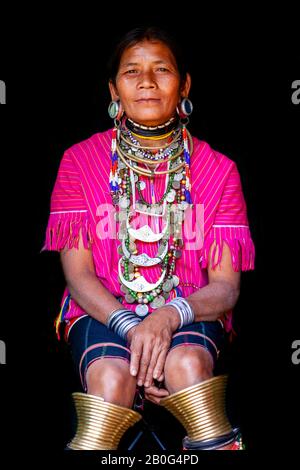 A Portrait Of A Woman From The Kayaw Ethnic Group, Htay Kho Village, Loikaw, Myanmar. Stock Photo