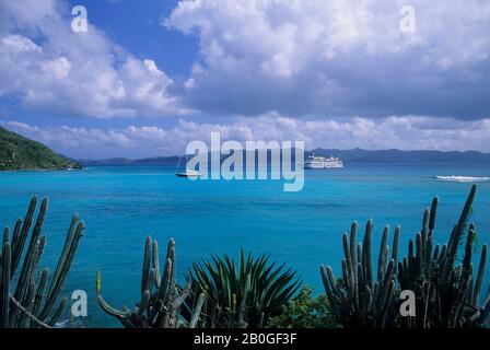 BRITISH VIRGIN ISLAND, JOST VAN DYKE, WHITE BAY, CRUISE SHIP NANTUCKET CLIPPER AT ANCHOR Stock Photo