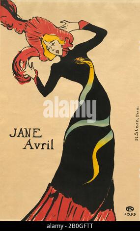 Henri de Toulouse-Lautrec, French, 1864–1901, Jane Avril, 1899, Lithograph, Overall: 21 1/2 x 14 in. (54.6 x 35.6 cm Stock Photo