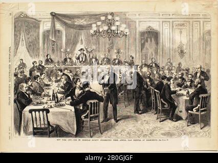 Artist unknown, New York City—The St. Nicholas Society Celebrating Their Annual Paas Festival, From Frank Leslie's Illustrated Newspaper, 1872, Wood engraving on paper, image: 9 1/16 x 14 3/16 in. (23 x 36.1 cm Stock Photo