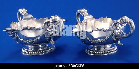 Thomas Farren, English, free 1707; died 1743, Pair of Sauce Boats, 1732/33, Silver Stock Photo