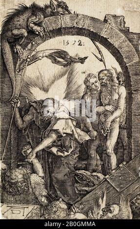 After Albrecht Dürer, German, 1471–1528, The Harrowing of Hell, After 1512, Engraving on paper, image: 4 1/2 x 2 13/16 in. (11.5 x 7.2 cm Stock Photo