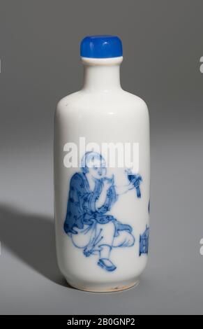 Chinese, Snuff Bottle, Porcelain, Height: 3 in. (7.6 cm Stock Photo