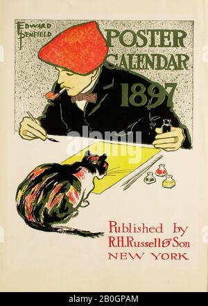 Edward Penfield, American, 1866-1925, Poster Calendar 1897, R. H. Russel & Son, Publisher, 1897, Zincograph on paper, sheet: 17 1/8 x 12 in. (43.5 x 30.5 cm Stock Photo