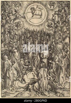 Albrecht Dürer, German, 1471–1528, The Apocalypse: The Adoration of the Lamb, c. 1496, Woodcut on paper, image: 15 3/8 x 11 in. (39.1 x 27.9 cm Stock Photo