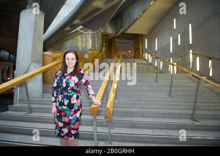 Edinburgh, UK. 20th Feb, 2020. Pictured: Kate Forbes MSP - Cabinet Minister for Finance of the Scottish National Party (SNP) seen at the Scottish Parliament in Holyrood, Edinburgh. Credit: Colin Fisher/Alamy Live News Stock Photo