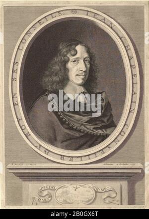 Robert Nanteuil, French, 1623–1678, Portrait of Jean Chapelain (1595-1674), 1655, Engraving on laid paper, image: 10 7/16 x 7 3/8 in. (26.5 x 18.8 cm Stock Photo