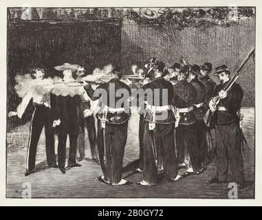 Édouard Manet, French, 1832–1883, The Execution of Emperor Maximilian, 1868; printed 1884, Lithograph on white chine collé on white wove paper, chine-collé: 13 1/4 x 17 1/8 in. (33.6 x 43.5 cm); Stock Photo