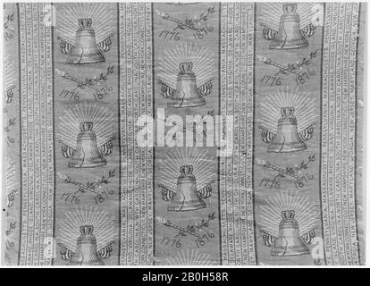 Piece, American, 1876, Possibly made in Fall River, Massachusetts, United States, American, Engraved roller-printed cotton, 11 3/8 x 10 1/8 in. (28.9 x 25.7 cm), Textiles Stock Photo