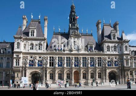 City hall, Hotel de Ville of Paris, Ile de France, France, Europe Stock Photo