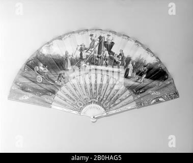 Fan, Spanish, 18th century, Spanish, Paper, glass, gold and silver foil, ivory, 11 1/8 x 21 in. (28.3 x 53.3 cm), Fans Stock Photo