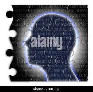 Futurustic artificial intelligence - concept image in jigsaw puzzle shape Stock Photo