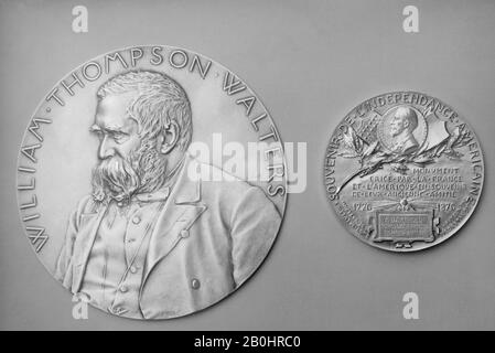 Medalist: Louis-Oscar Roty, Portrait of William Thompson Walters (1819–1894), French, Medalist: Louis-Oscar Roty (French, Paris 1846–1911 Paris), 1894, French, Silver, cast, Diameter: 4 5/8 in. (117 mm), Medals and Plaquettes Stock Photo