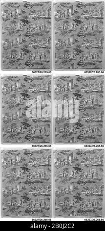 Louis Hippolyte Lebas, Midi de la France, French, Jouy-en-Josas, Jules Mallet, ca. 1818, French, Jouy-en-Josas, Cotton, L. 47 x W. 35 inches, 119.4 x 88.9 cm, Textiles-Printed Stock Photo