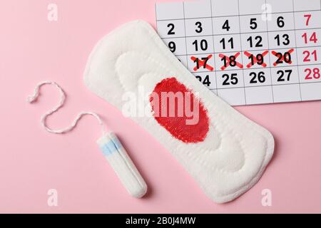 Used sanitary pad isolated on white background, top view Stock Photo - Alamy