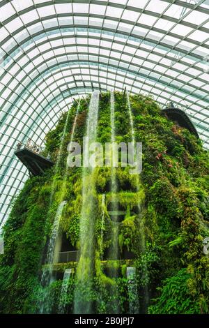 The Fall in the Cloud Forest Dome, Gardens by the Bay, Singapore, Republic of Singapore Stock Photo