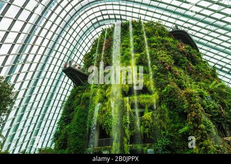 The Fall in the Cloud Forest Dome, Gardens by the Bay, Singapore, Republic of Singapore Stock Photo