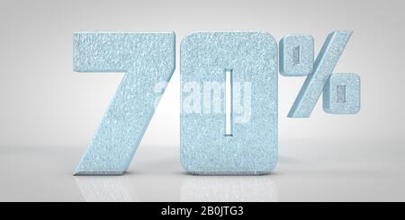 70% ice text isolated on white background, 3d render illustration Stock Photo