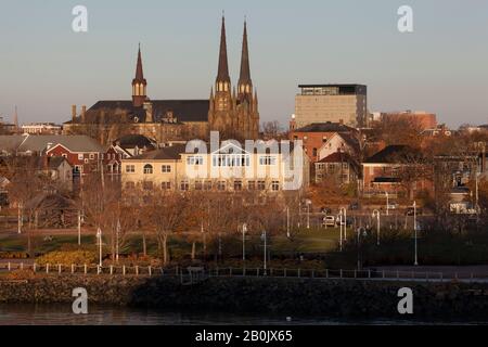 Charlottetown PEI skyline with St. Dunstan's Basilica Cathedral Stock Photo