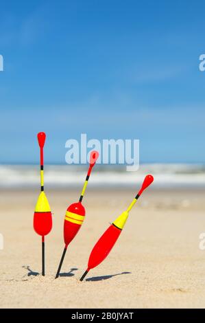 Corks for fishing fish at the beach Stock Photo