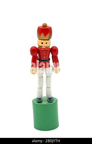Wooden toy soldier, isolated on white background Stock Photo