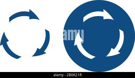 The cycle of arrows. Option in a circle and without it. Vector blue icons. Stock Vector