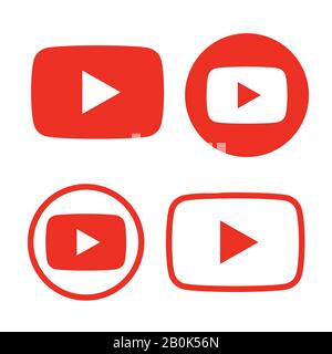 red and black play button icon vector Stock Vector