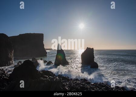 Wild black beach on the peninsula Reykjanes in Iceland Stock Photo