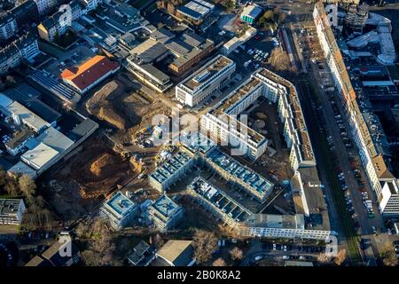 , Aerial photo, construction site SWD project Witzelstraße, new office building, Düsseldorf, Rhineland, North Rhine-Westphalia, Germany, construction Stock Photo