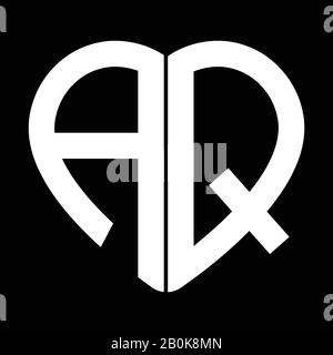 Two letters A and Q forming heart shape monogram Stock Vector