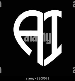 Two letters A and I forming heart shape monogram Stock Vector