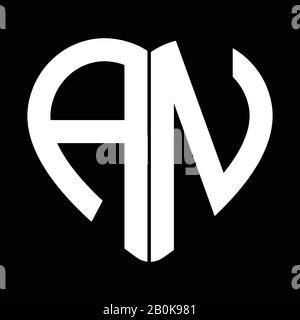 Two letters A and N forming heart shape monogram Stock Vector