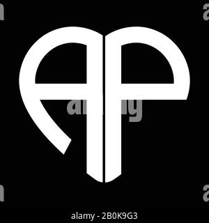 Two letters A and P forming heart shape monogram logo Stock Vector