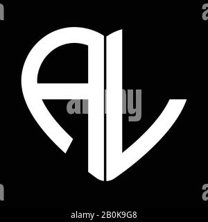 Two letters A and L forming heart shape monogram Stock Vector