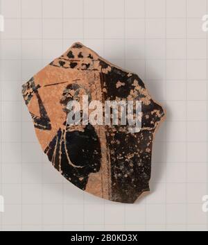 Terracotta fragment of an olpe (jug), Greek, Attic, Archaic, Date 530-520 B.C., Greek, Attic, Terracotta; black-figure, Vases Stock Photo