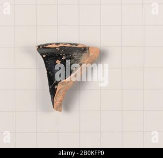 Terracotta fragment of an oinochoe (jug)?, Greek, Attic, Late Archaic/Classical, Date 5th century B.C., Greek, Attic, Terracotta; black glaze, Vases Stock Photo