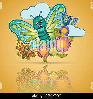 Cartoon of a cute happy butterfly Stock Vector