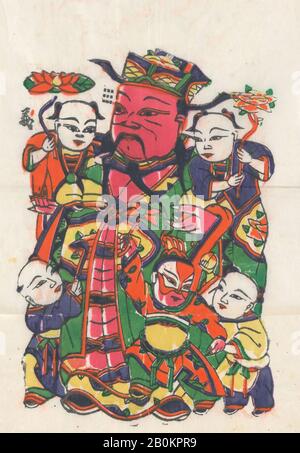 One hundred thirty-five woodblock prints including New Year's pictures (nianhua), door gods, historical figures and Taoist deities, China, 19th–20th century, China, Polychrome woodblock print; ink and color on paper, Image: 16 3/4 in. × 10 in. (42.5 × 25.4 cm), Prints Stock Photo