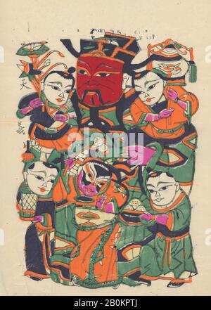One hundred thirty-five woodblock prints including New Year's pictures (nianhua), door gods, historical figures and Taoist deities, China, 19th–20th century, China, Polychrome woodblock print; ink and color on paper, Image: 17 7/8 in. × 11 in. (45.4 × 27.9 cm), Prints Stock Photo
