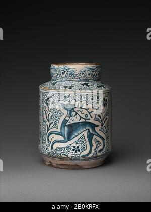 Pharmacy Jar, Italian, 1400s, Made in Florence, Tuscany, Italy, Italian, Tin-glazed earthenware, Overall: 9 3/16 x 6 7/8 in. (23.4 x 17.4 cm), Ceramics Stock Photo