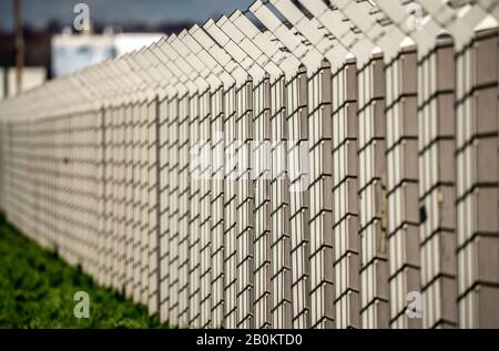 Fence, security fence, with barbed wire Y-crown, DŸsseldorf airport, Stock Photo