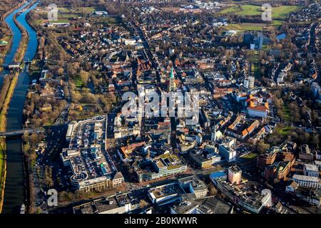 Luftbilaerial view, overview of Hamm, Alleecenter, ECE, Datteln-Hamm-Canal, , Hamm, Ruhr area, North Rhine-Westphalia, Germany, DE, Europe, birds-eyes Stock Photo