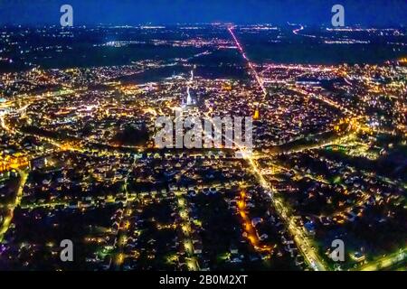 aerial view, overview of Soest, and of the christmas market Soest, church St.Petri, church St. Patrokli Cathedral, Soest, Soester Börde, North Rhine-W Stock Photo