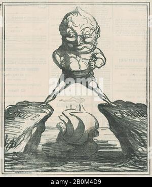 Honoré Daumier, The President of Rhodes, from 'News of the day,' published in Le Charivari, September 12, 1871, 'News of the day' (Actualités), Honoré Daumier (French, Marseilles 1808–1879 Valmondois), Marie Joseph Louis Adolphe Thiers (French, Marseille 1797–1877 Saint-Germain-en-Laye), September 12, 1871, Lithograph on newsprint; second state of two (Delteil), Image: 9 1/16 × 7 11/16 in. (23 × 19.6 cm), Sheet: 10 7/8 × 8 7/8 in. (27.6 × 22.5 cm), Prints Stock Photo